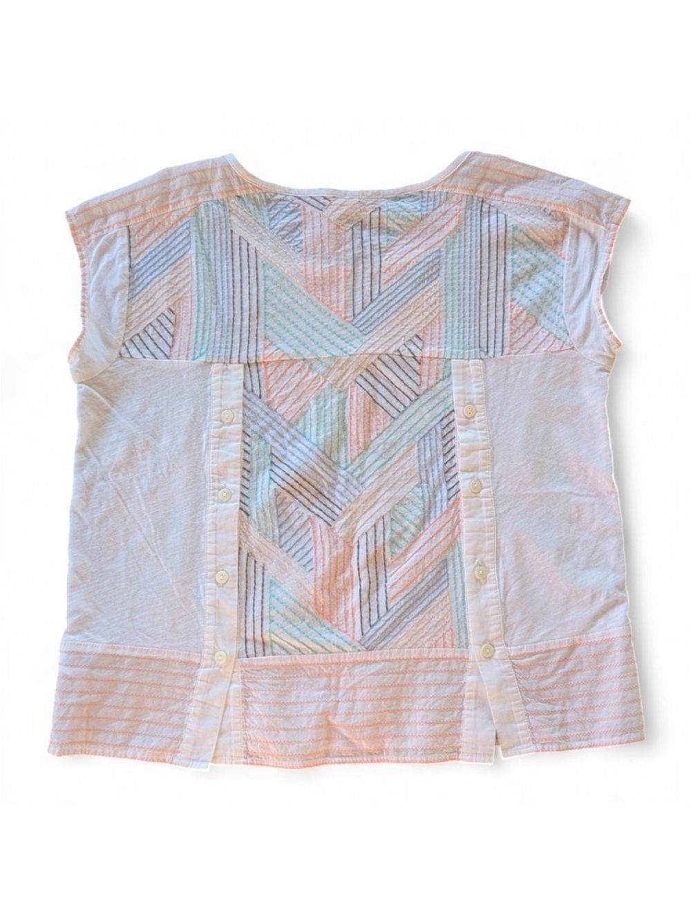 Anthropology embroidered geometric back button oversized shirt - medium petite - Picture 5 of 9
